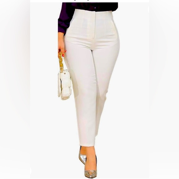 Pants - Hight Waist Pants stretch Color White brand new size S M L special office work